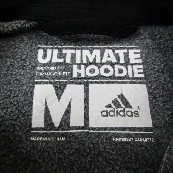 Adidas Ultimate Hoodie Mens Medium Gray Fleece Lined Logo Climawarm Drawstring - Picture 3 of 8